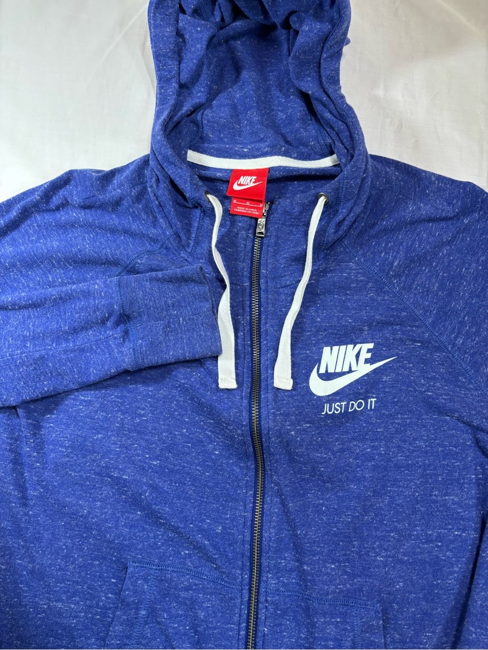 Vtg NIKE Women’s FullZip Hoodie Sweatshirt Size M Blue Just Do It Logo Swoosh